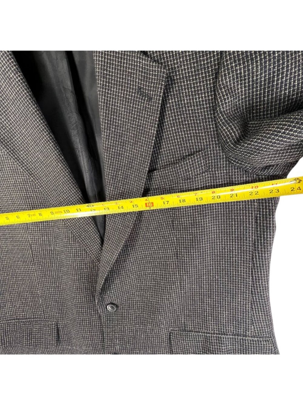 Lana Moda Mens Italian Wool Silk Blazer Jacket Houndstooth 44R Black Gray Coat - Picture 13 of 16